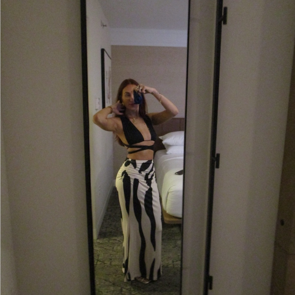 Black and white pattern maxi skirt